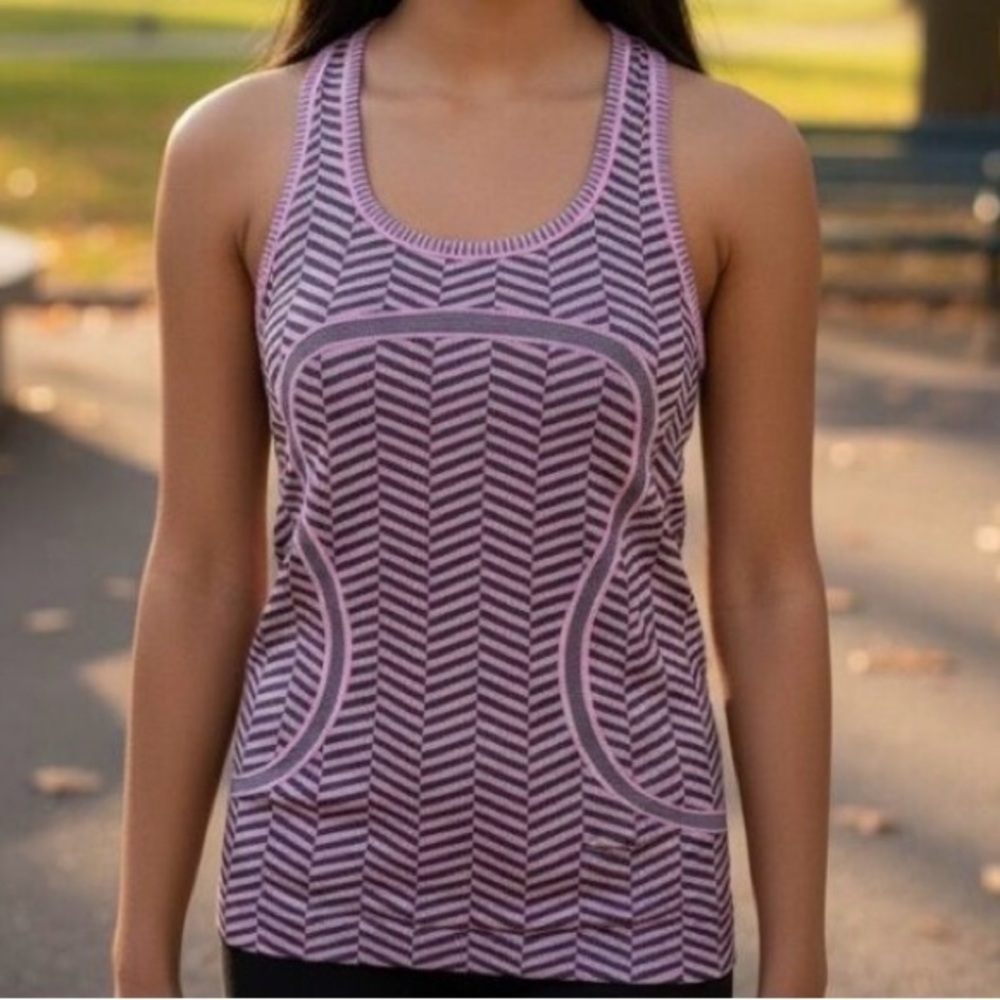 Lululemon Swiftly Pink Chevron Tank Top